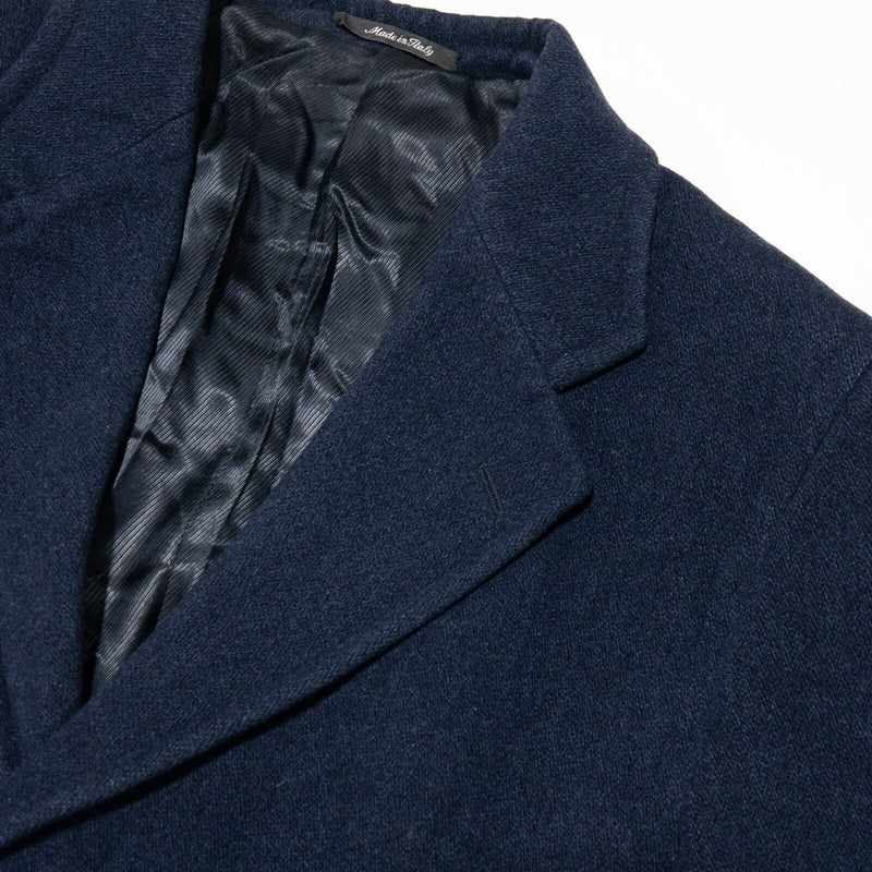 Valentino Uomo Trench Coat Men's 50 Regular Wool Blend Made in Italy Navy Blue