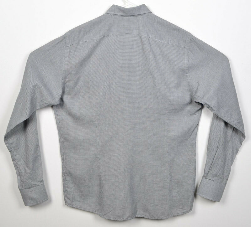 ETON Contemporary Men's Medium/39 Gray Houndstooth Plaid Long Sleeve Dress Shirt