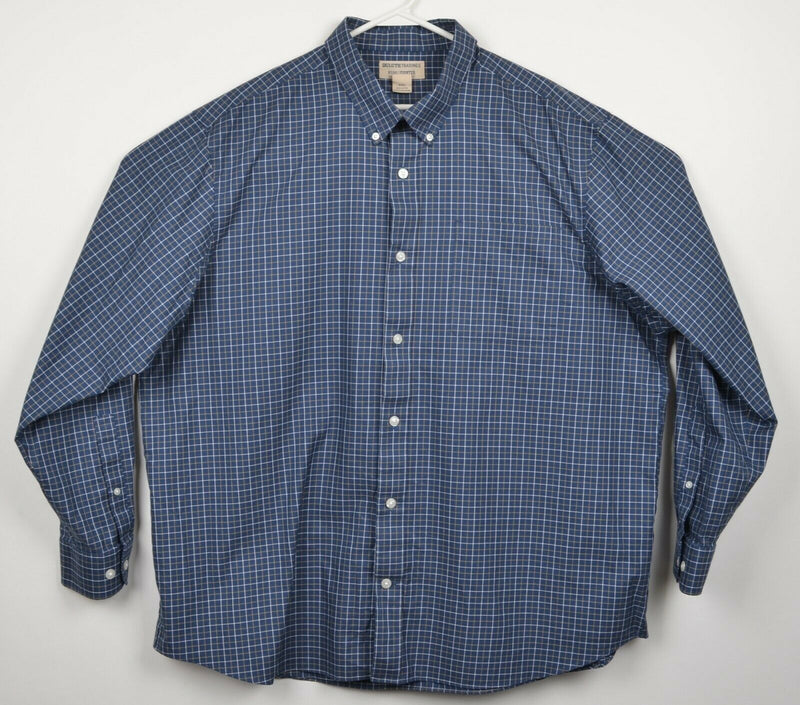 Duluth Trading Co Men's 2XL Wrinkle Fighter Blue Graph Check Button-Down Shirt