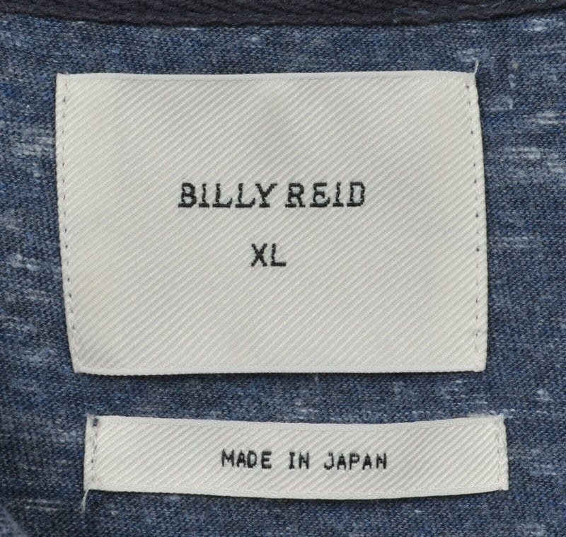 Billy Reid Men's XL Heather Blue Made in Japan Short Sleeve Polo Shirt