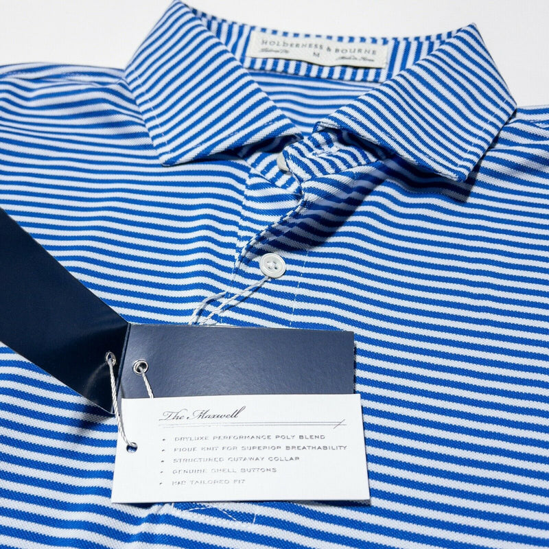 Holderness & Bourne Golf Polo Medium Tailored Fit Men's Blue Striped Maxwell
