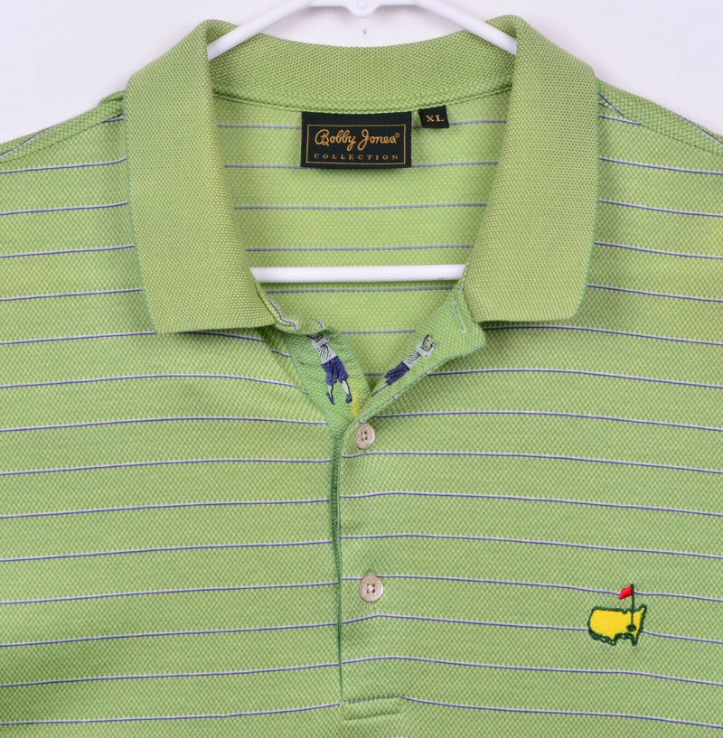 Bobby Jones Men's XL Green Striped Masters Golf Made in Italy Polo Shirt