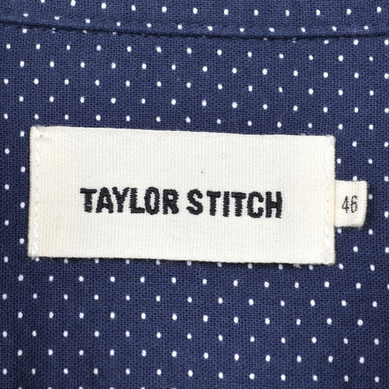 Taylor Stitch Men's Sz 46 (2XL) Navy Blue Polka Dot Long Sleeve Shirt