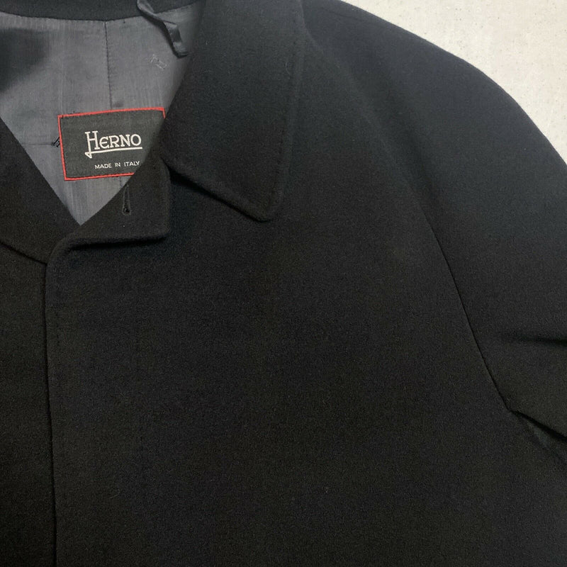 Herno Men's 54 (Large) 100% Cashmere Black Italy Made Lined Overcoat Trench Coat