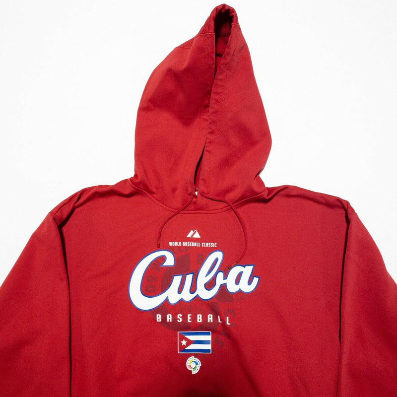 Cuba Men's Large/XL World Baseball Classic 2006 Red Majestic Thermabase Hoodie