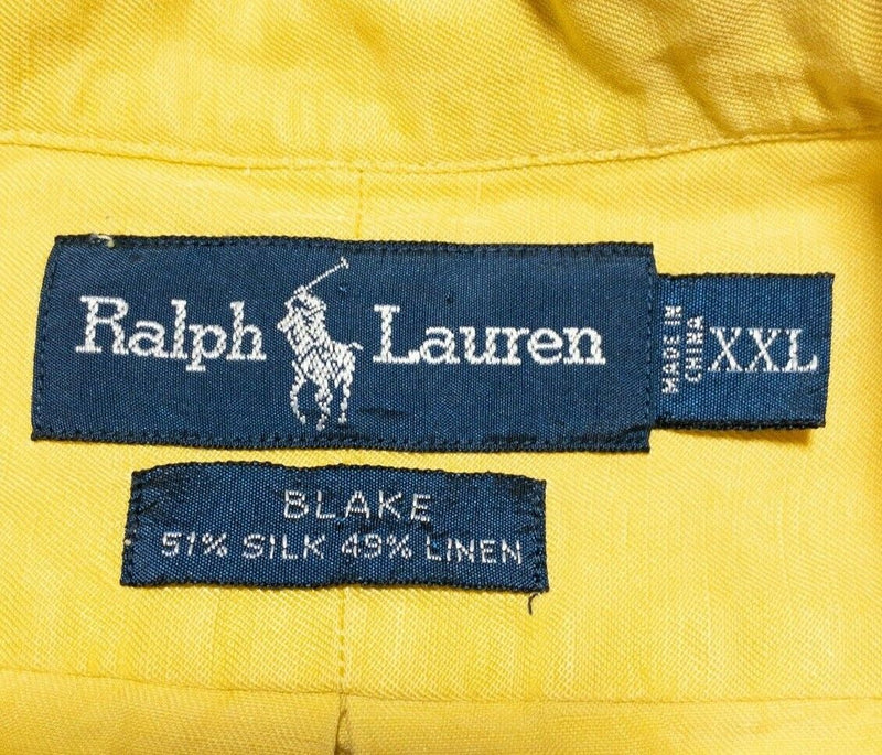 Polo Ralph Lauren Silk Linen 2XL Blake Men's Long Sleeve Shirt Golden Yellow