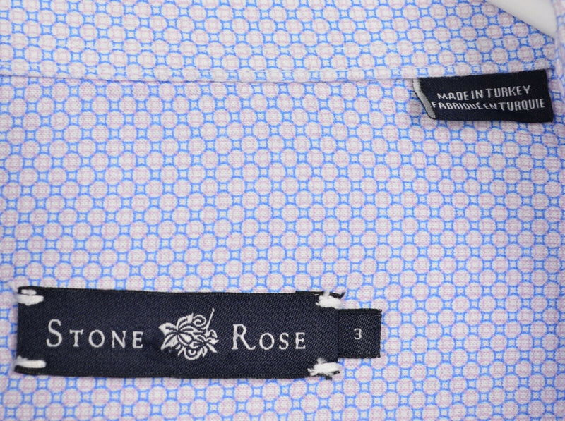 Stone Rose Men's 3 (Medium) Pink Blue Geometric Circles Button-Front Shirt
