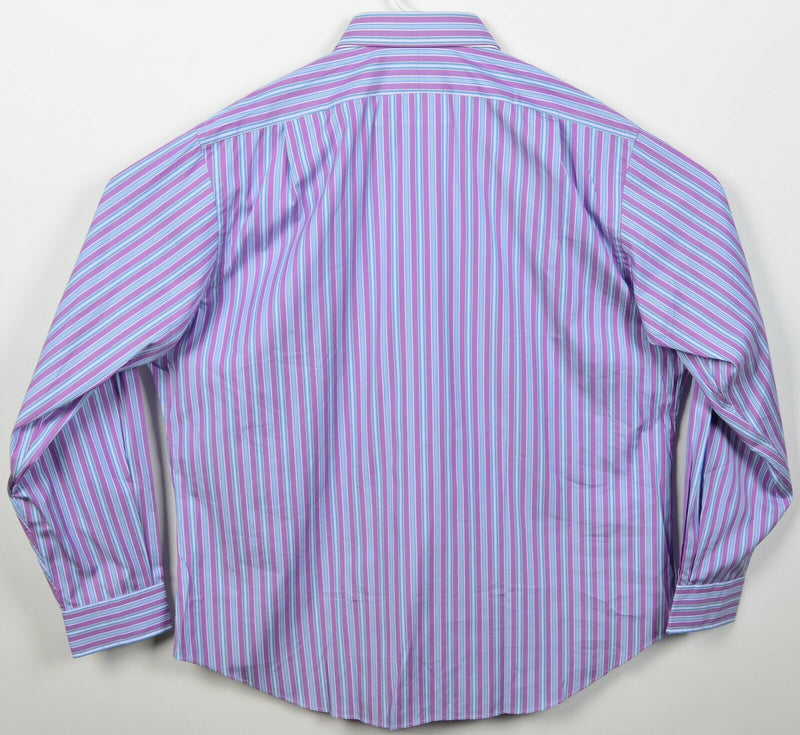 Polo Ralph Lauren Men's 17.5/XL Classic Fit Curham Purple Blue Striped Shirt