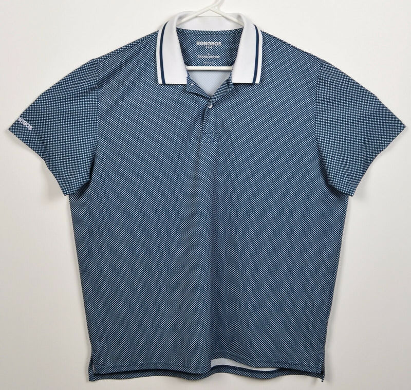 Bonobos Golf Men Large Standard Fit Blue Geometric Polyester Wicking Polo Shirt