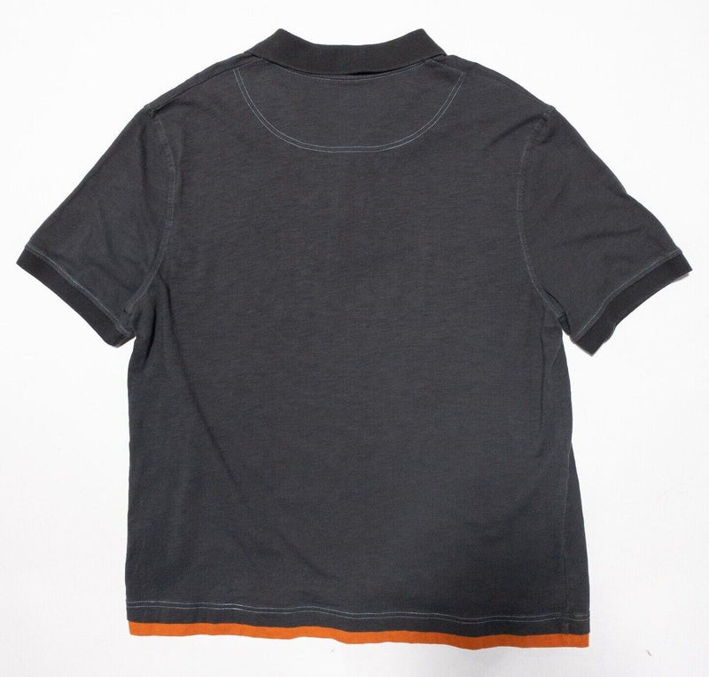 Carbon 2 Cobalt Men's Large Polo Shirt Gray Orange Double-Layer Short Sleeve