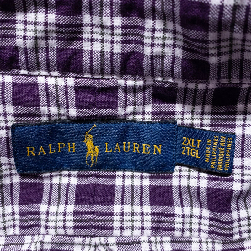 Polo Ralph Lauren 2XLT Tall Men's Shirt Purple Check Button-Down Long Sleeve