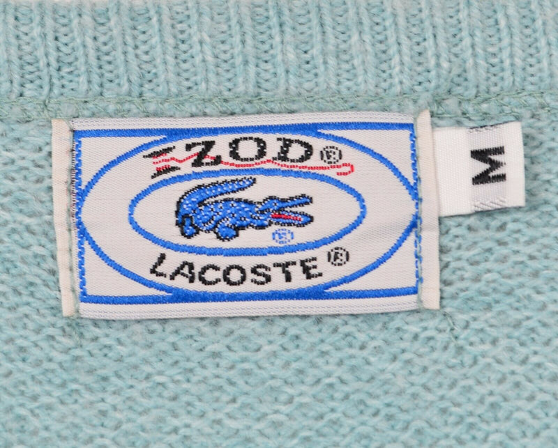 Vintage 80s Izod Lacoste Men's Medium Orlon Acrylic Green/Blue V-Neck Sweater