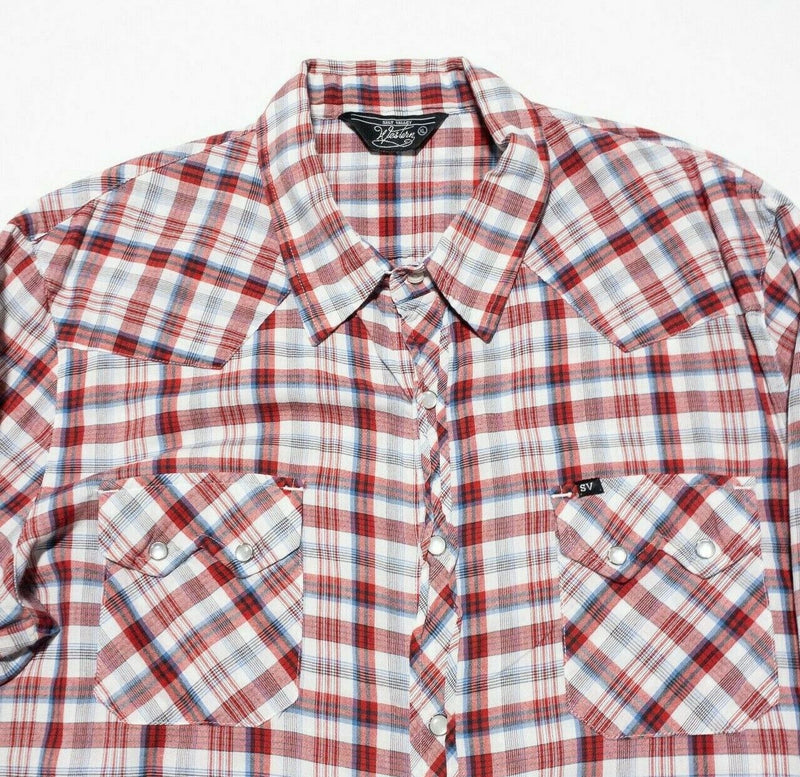 Salt Valley Western Shirt XL Men's Pearl Snap Red Plaid Long Sleeve Rockabilly