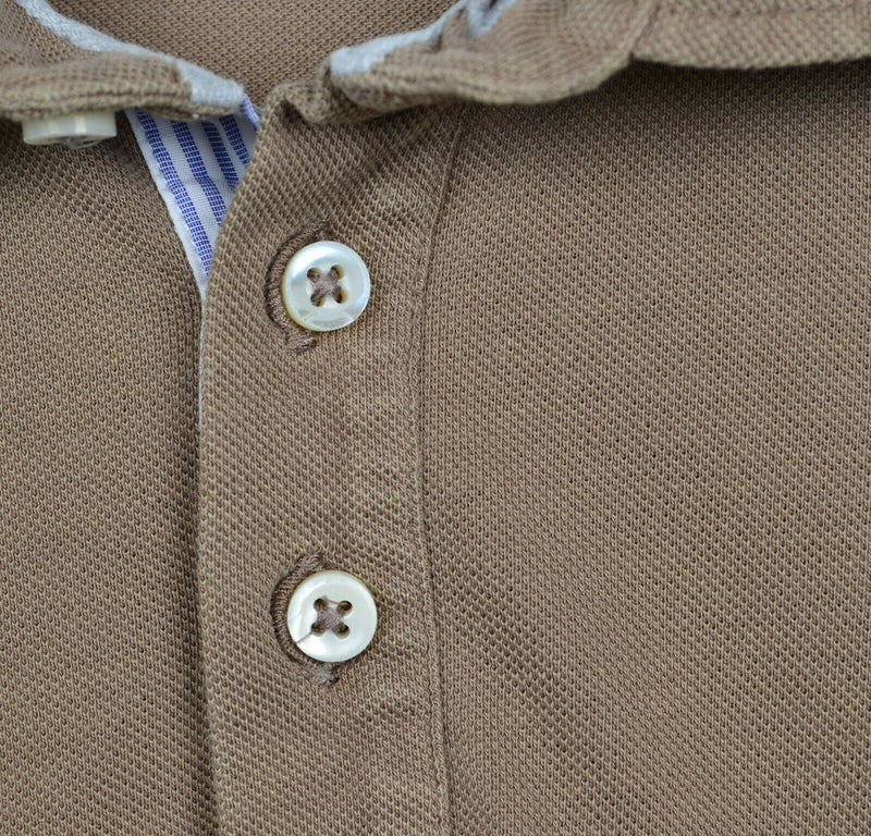 Brunello Cucinelli Men's Sz 56 Embroidered Logo Brown Short Sleeve Polo Shirt
