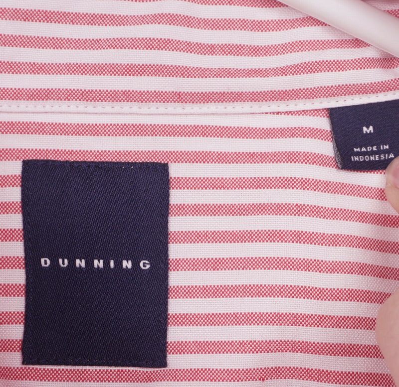 Dunning Golf Men's Medium Red/Pink Striped CoolMax Wicking Button-Down Shirt
