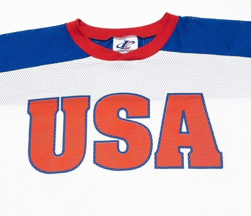 Team USA Hockey Jersey XL Men's Logo Athletic Vintage 90s USA White Red Blue