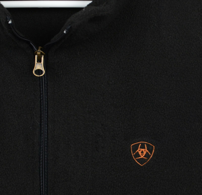 Ariat Men's Large Solid Black Full Zip Embroidered Logo Polyester Fleece Vest