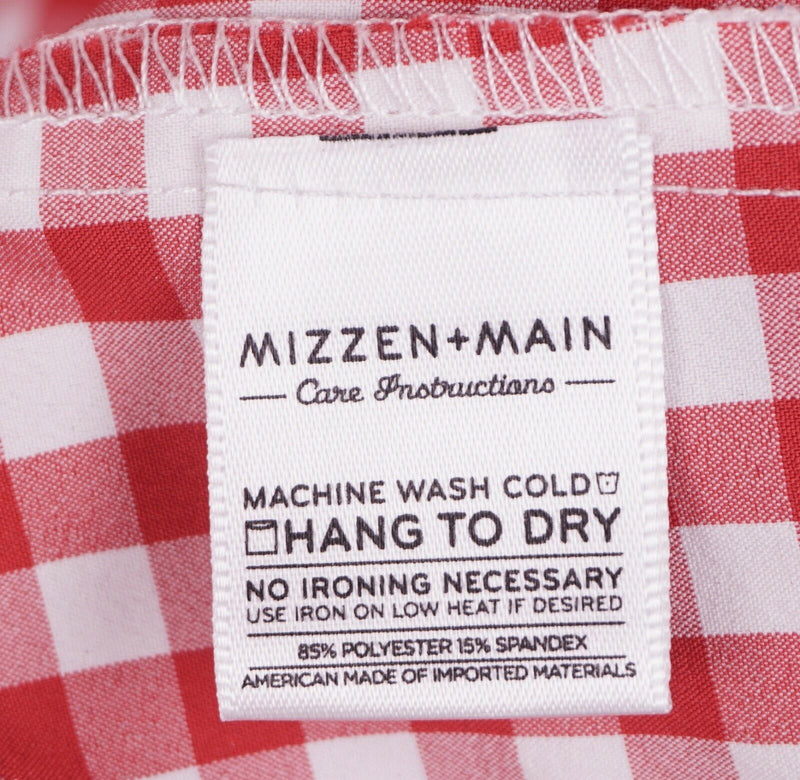Mizzen+Main Men's 2XL Trim Red White Gingham Check USA Performance Dress Shirt
