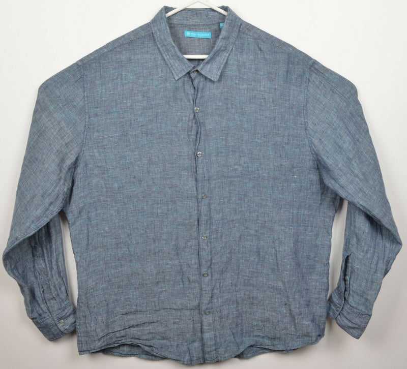 Tori Richard Men's 2XL 100% Linen Blue Chambray Long Sleeve Button-Front Shirt