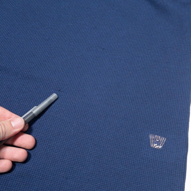 Mack Weldon Thermal Waffle Henley Men's XL Long Sleeve Navy Blue Modal Wool