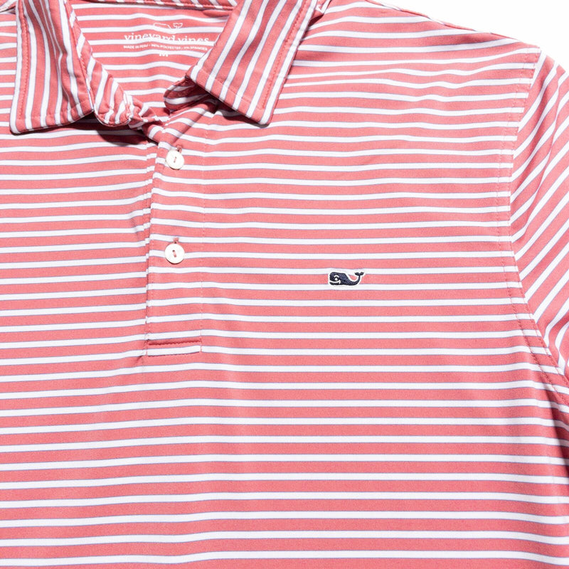 Vineyard Vines Performance Polo Men's Medium Red/Pink Striped Wicking Golf