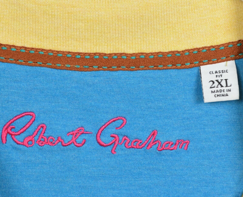 Robert Graham Men's 2XL Classic Fit Solid Yellow Cotton Modal Blend Polo Shirt