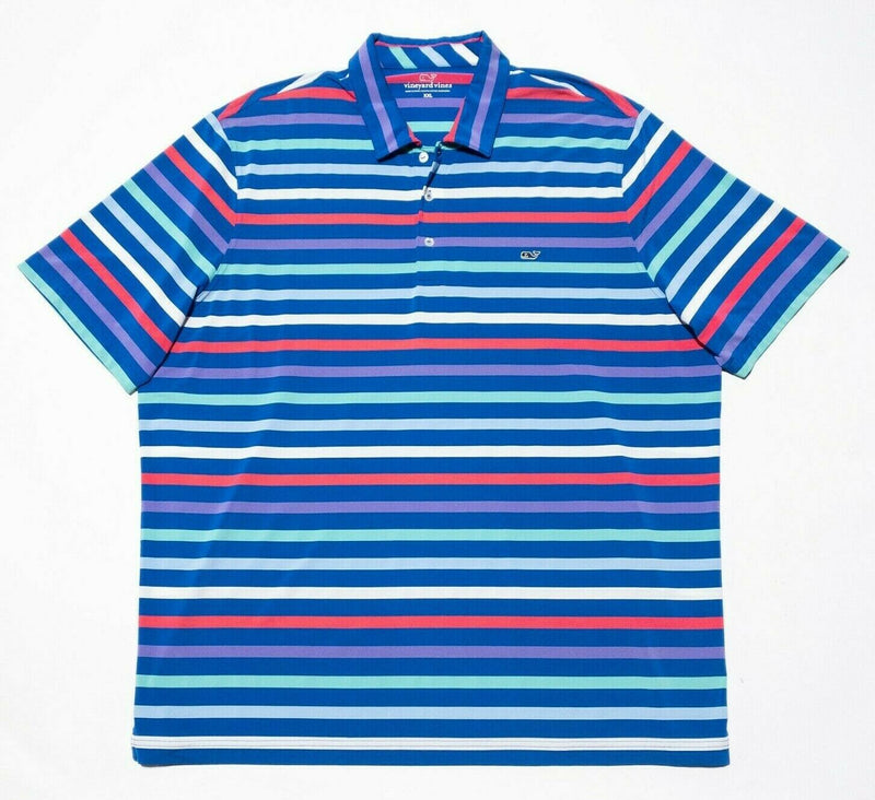 Vineyard Vines XXL Polo Men's Dewey Stripe Performance Golf Colorful Striped 2XL