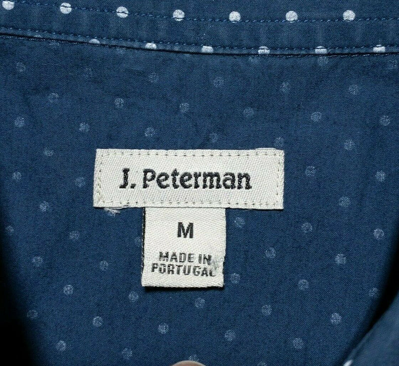 J. Peterman Pearl Snap Shirt Blue Polka Dot Rockabilly Western Men's Medium