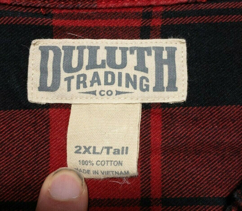 Duluth Trading Shirt 2XLT Tall Men's Flannel Red Plaid Free Swingin' Long Sleeve