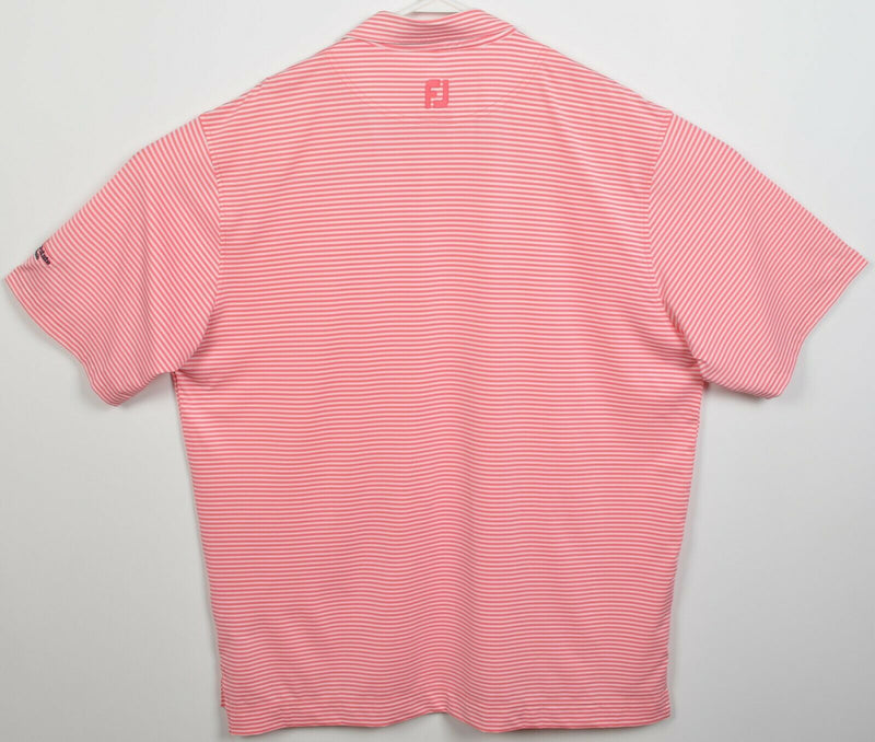 FootJoy Men's XL Pink White Striped FJ Golf Wicking Performance Polo Shirt