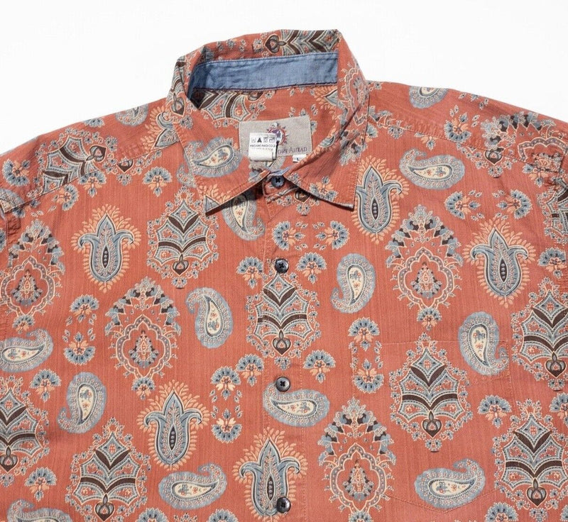 Territory Ahead Men's Large Shirt Paisley Vintage 90s Long Sleeve Peach Orange