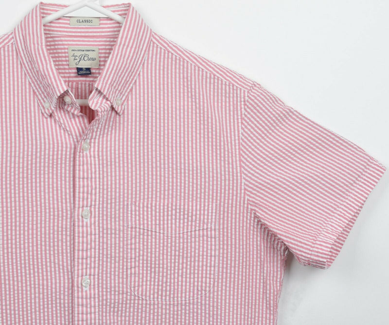 J. Crew Men's Small Seersucker Pink Pinstripe S/S Classic Button-Down Shirt