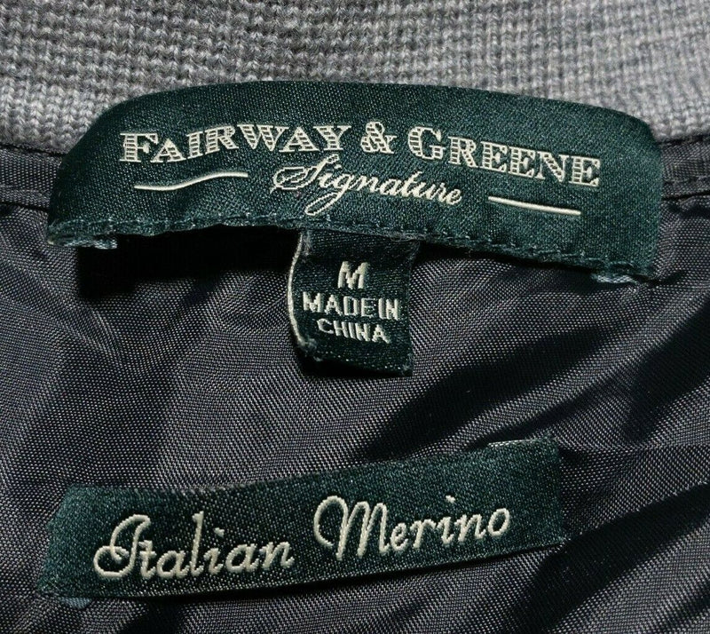 Fairway & Greene Sweater Vest Mens Medium Italian Merino Lined Golf 1/4 Zip Gray