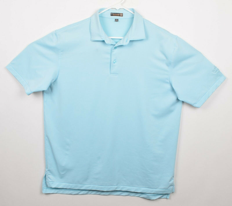 Peter Millar Men's Sz Large Summer Comfort Aqua Blue Striped Golf Polo Shirt