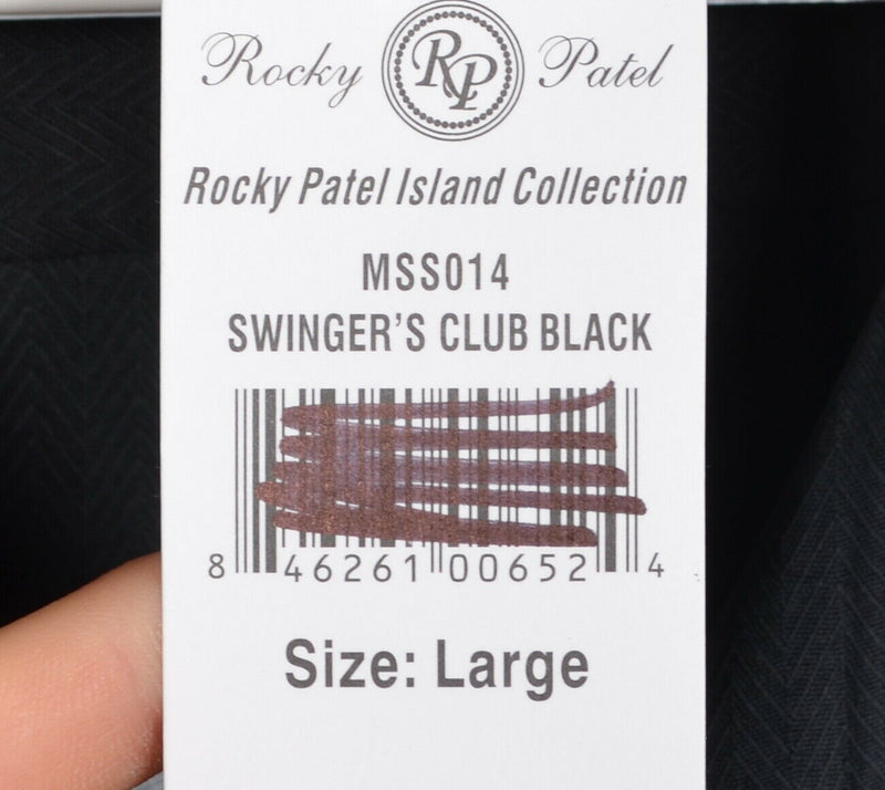Rocky Patel Men's Large "Swinger's Club" Embroidered Golf Silk Hawaiian Shirt