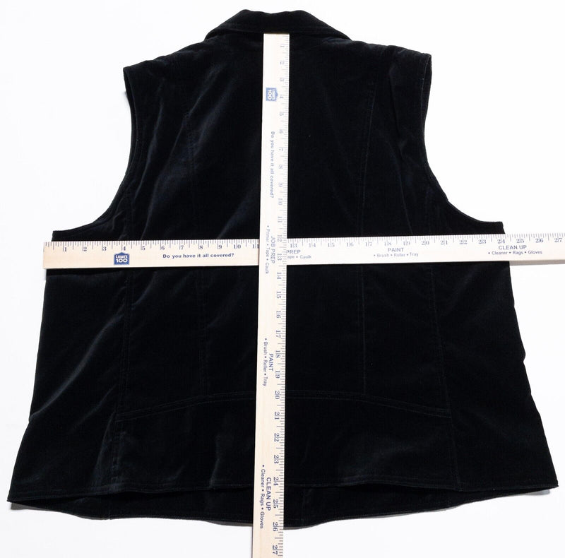 Lauren Ralph Lauren Velvet Vest Women's 2X Full Zip Moto Black Sleeveless