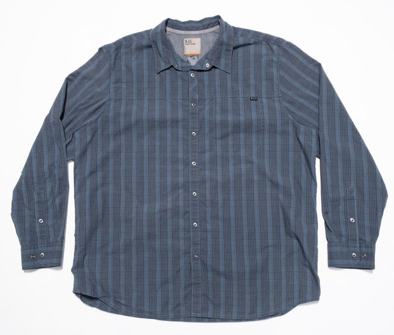 5.11 Tactical Shirt 2XL Men's Snap-Front Blue Plaid Long Sleeve Conceal Carry