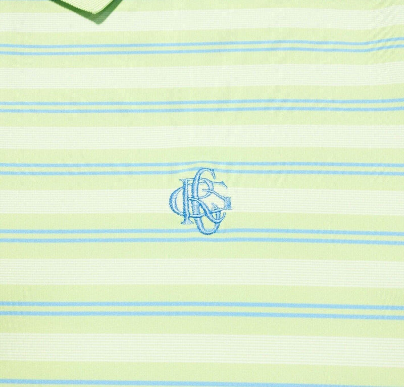 Peter Millar Summer Comfort XL Men's Polo Shirt Green Striped Wicking Stretch
