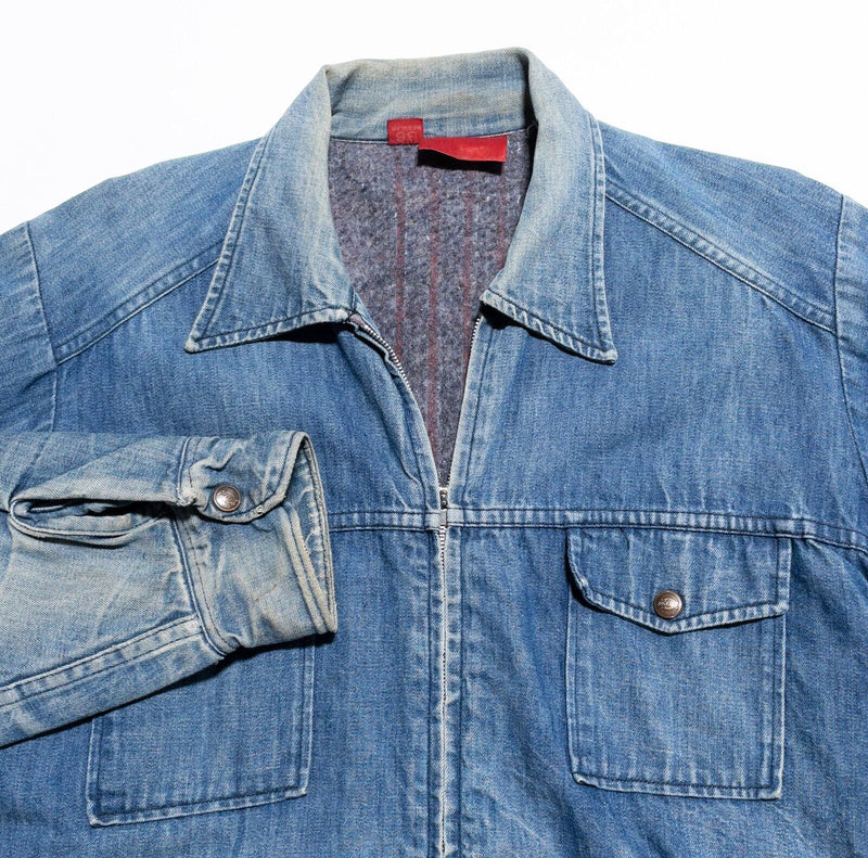 Vintage Dickie's Blanket Lined Jacket Men's 36 Denim Full Zip Faded Workwear 80s