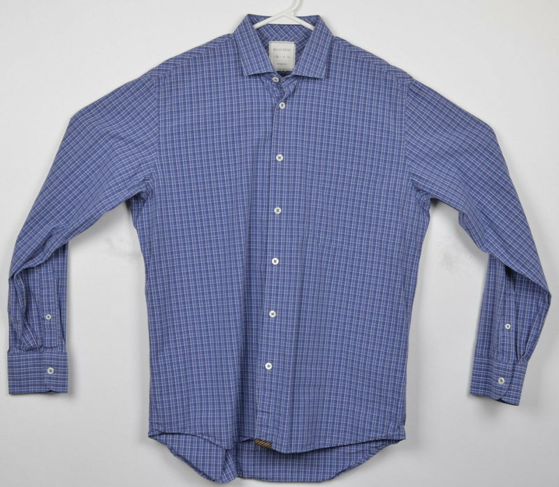 Billy Reid Men's Medium Standard Cut Blue Plaid Long Sleeve Button-Front Shirt