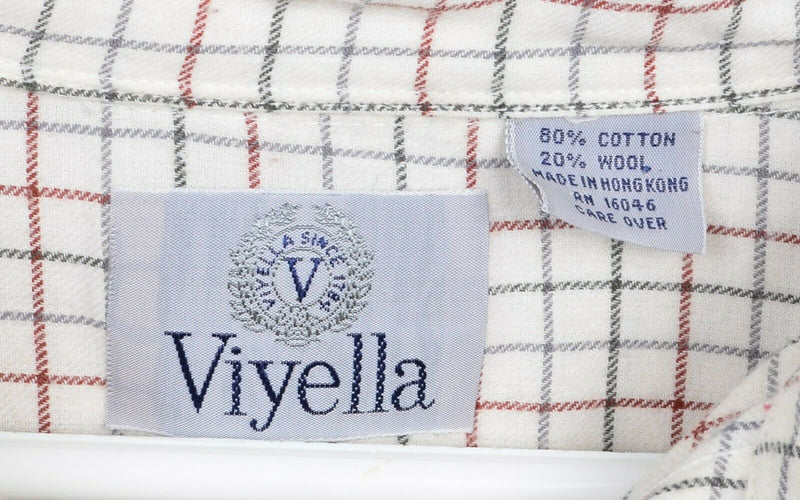 Viyella Men's XL Cotton Wool Blend Flannel Ivory Graph Check Button-Down Shirt