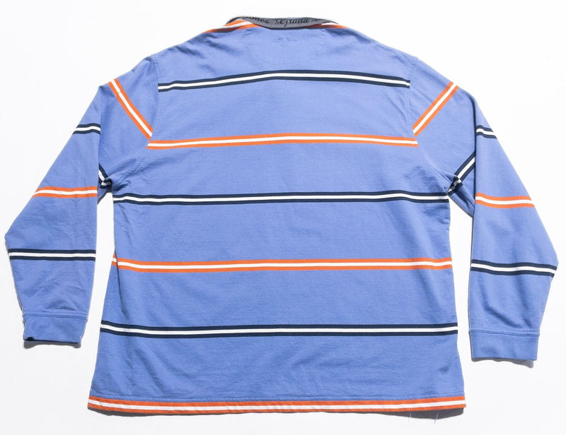 Bobby Jones Rugby Shirt Men's 2XL Blue Striped Long Sleeve Pima Cotton
