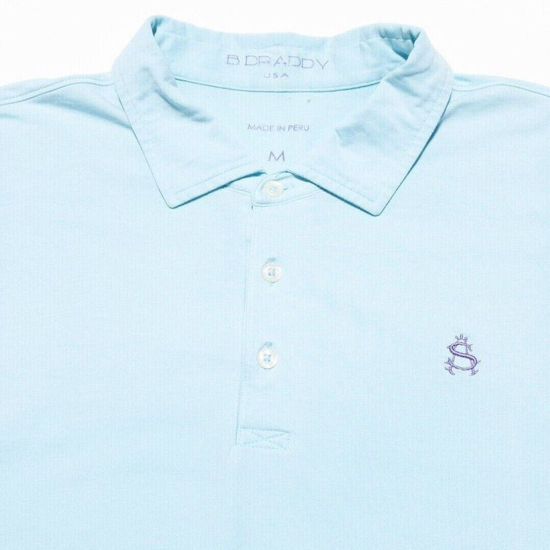 B. Draddy Polo Shirt Medium Men's Light Blue Golf Stretch Casual Short Sleeve