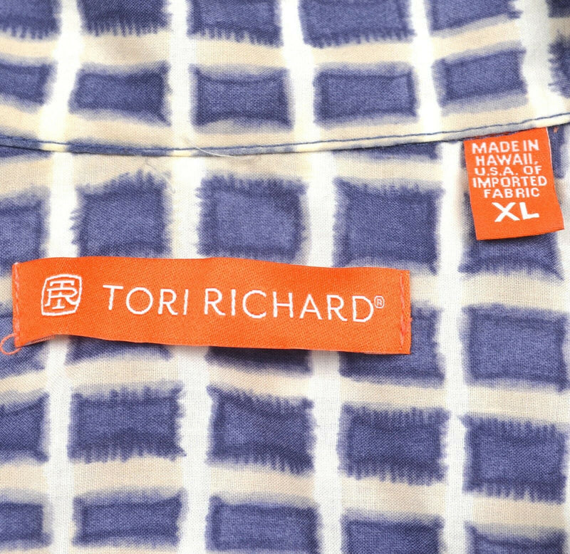 Tori Richard Men's Sz XL Blue/Purple Geometric Cotton Lawn Hawaiian Shirt