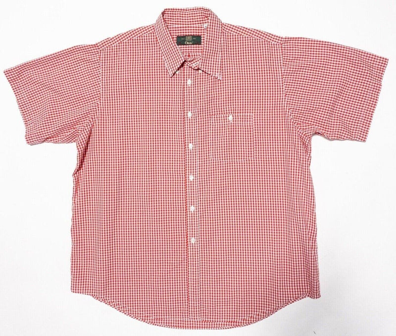 Vintage Orvis Shirt XL Men's Red White Gingham Check Short Sleeve Button-Down