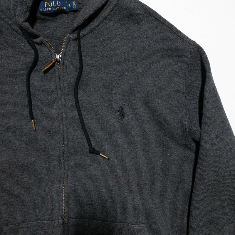 Polo Ralph Lauren Men's Small Dark Gray Full Zip Fleece Hooded Sweatshirt