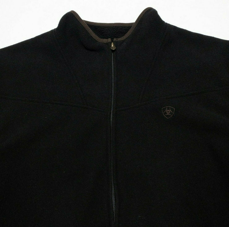 Ariat Fleece Solid Black Full Zip Jacket Polyester Rodeo Work Logo Men's 2XL