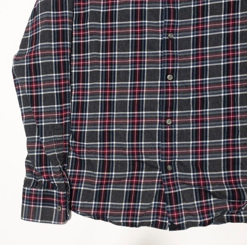 UNTUCKit XL Slim Fit Mens Shirt Long Sleeve Button-Front Gray Red Plaid Holmberg