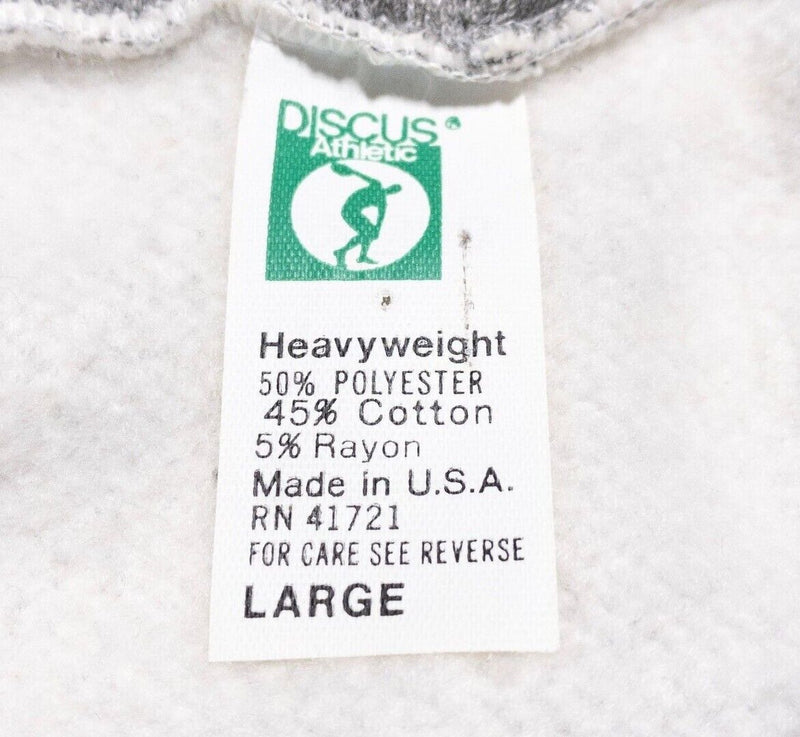 Vintage Discus Hoodie Men's Large 80s Heavyweight Athletic Gray Pullover Blank
