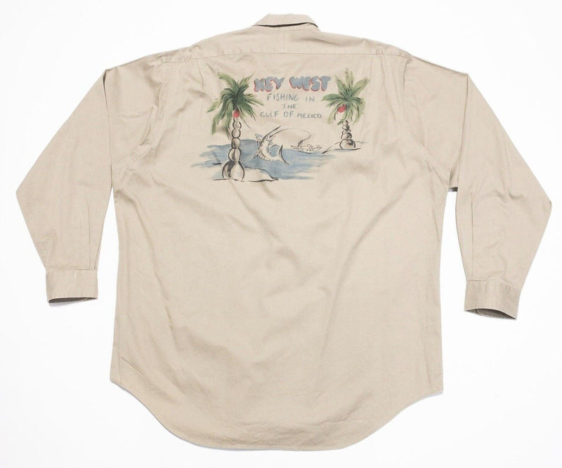 Polo Ralph Lauren Safari Shirt Large Men's Key West Graphic Vintage 90s Fish